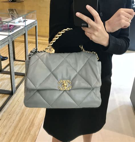 chanel 19 medium grey|Chanel 19 small flap bag.